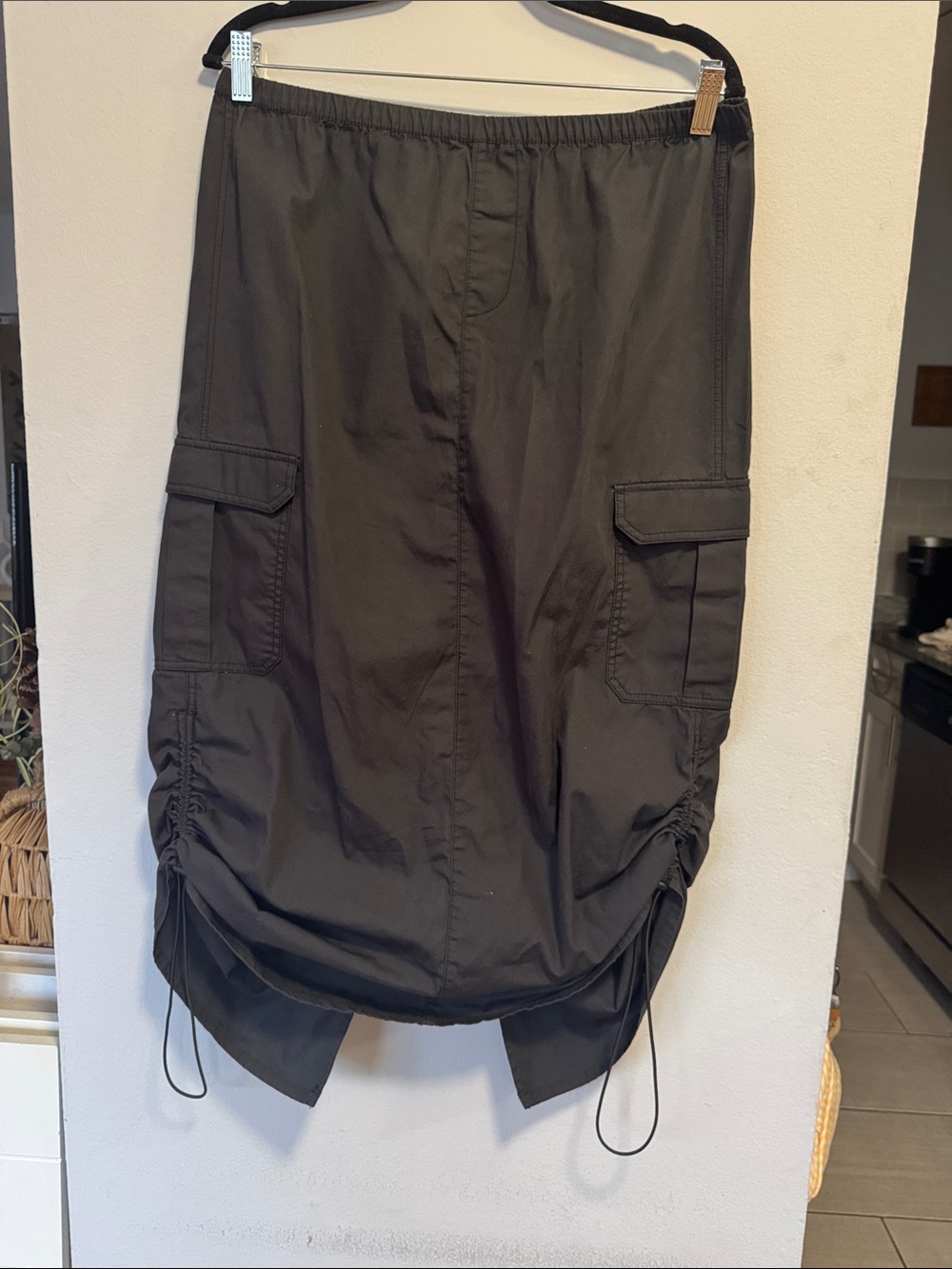 H&M Black Cargo Drawstring Hem Skirt
